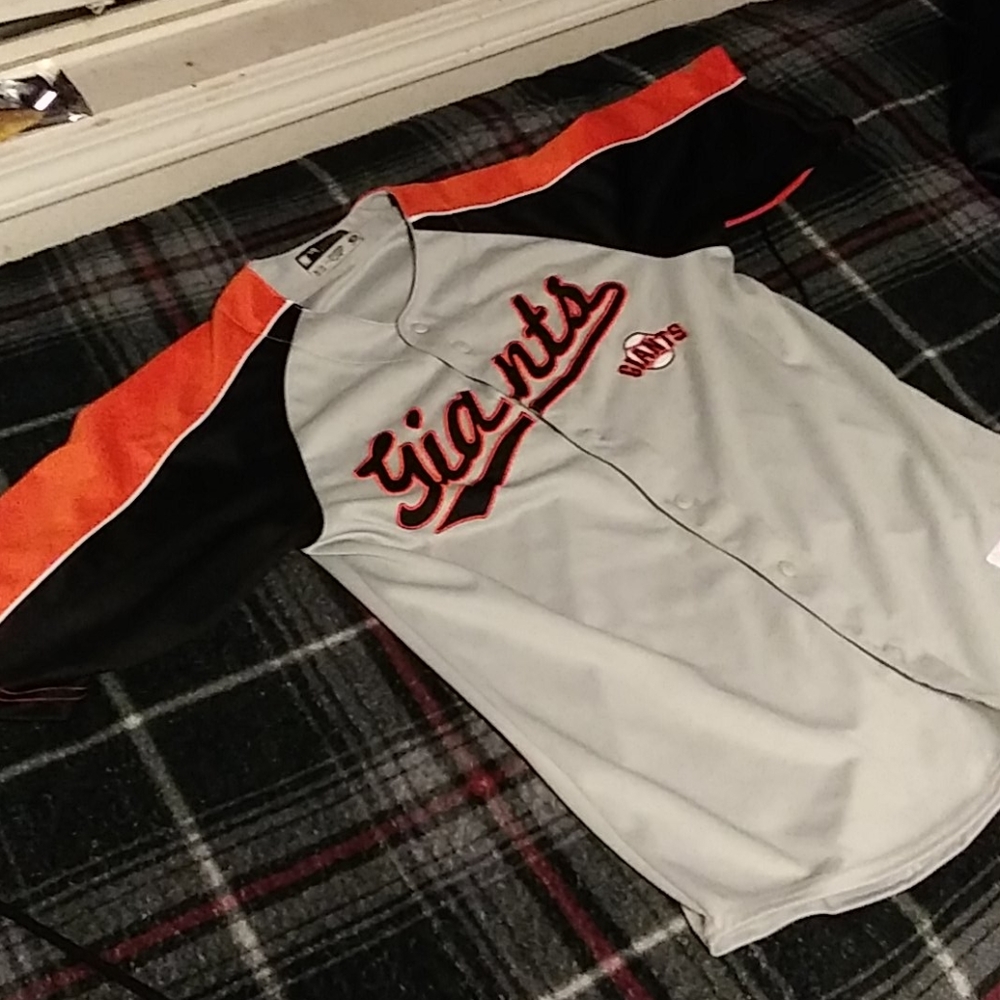 S.F. GIANTS "TRUE FAN" BUTTON UP POLYESTER JERSEY